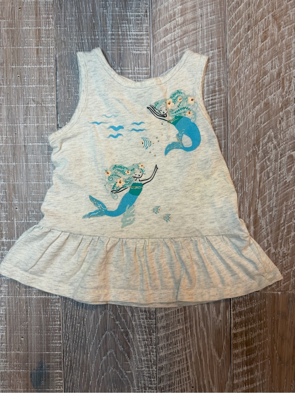 Carter's Light Gray Tank Top with Teal Mermaid Print